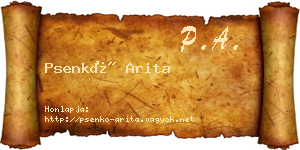 Psenkó Arita névjegykártya